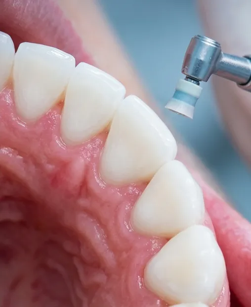 Ilustração: os mesmos dentes limpos e polidos depois da limpeza